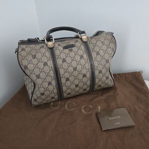 Gucci Beige GG Supreme Heart-Print Boston Bag